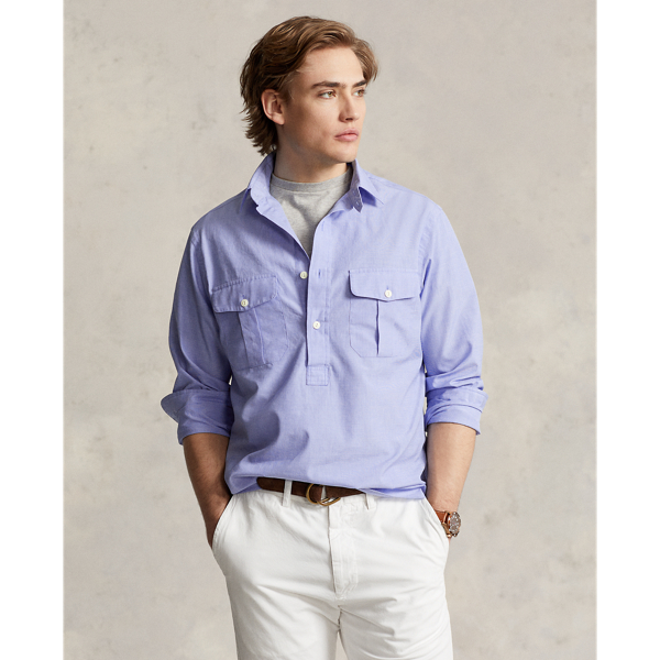 Polo Ralph Lauren Classic Fit Dobby Popover Workshirt In Blue