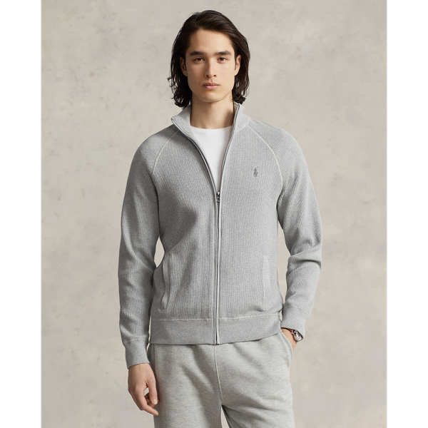Ralph Lauren Textured Cotton Fullzip Sweater In Andover Heather ModeSens