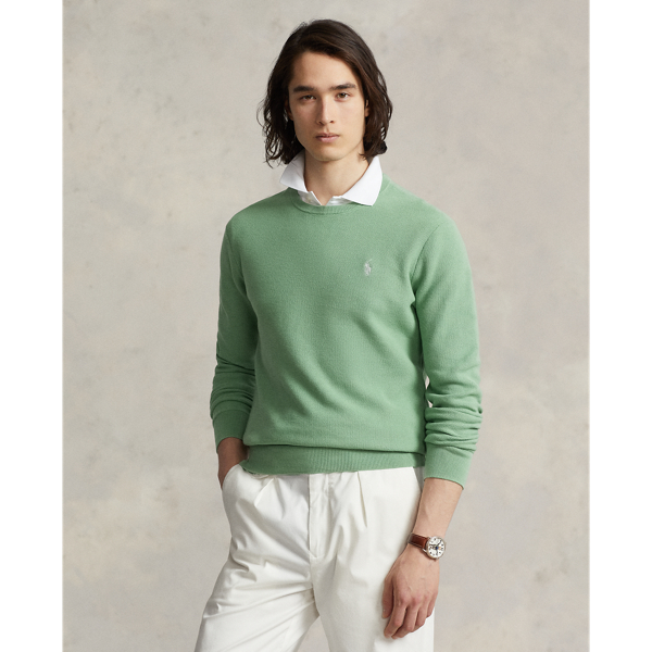 Ralph Lauren Textured Cotton Crewneck Sweater In Pistachio
