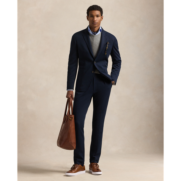 Ralph Lauren Pleated Double-knit Suit Trouser In Aviator Navy