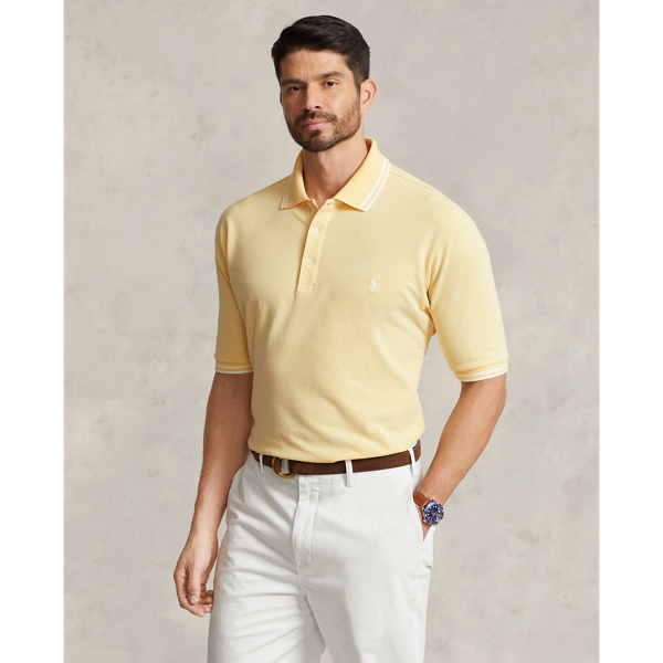 Polo Ralph Lauren Stretch Mesh Polo Shirt In Fall Yellow/white