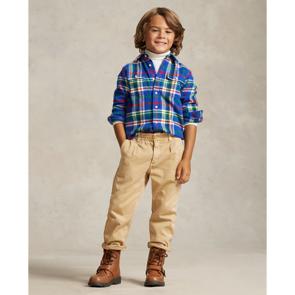 Polo Ralph Lauren Boys Beige Cotton Trousers In Vintage Khaki