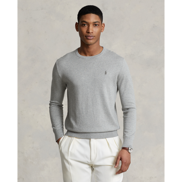 Polo Ralph Lauren Cotton-cashmere Crewneck Jumper In Grey