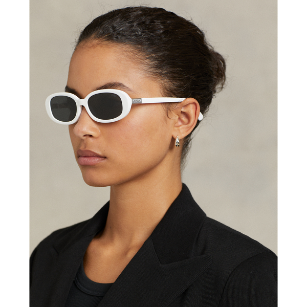Ralph Lauren Polo Oval Sunglasses In Shiny White