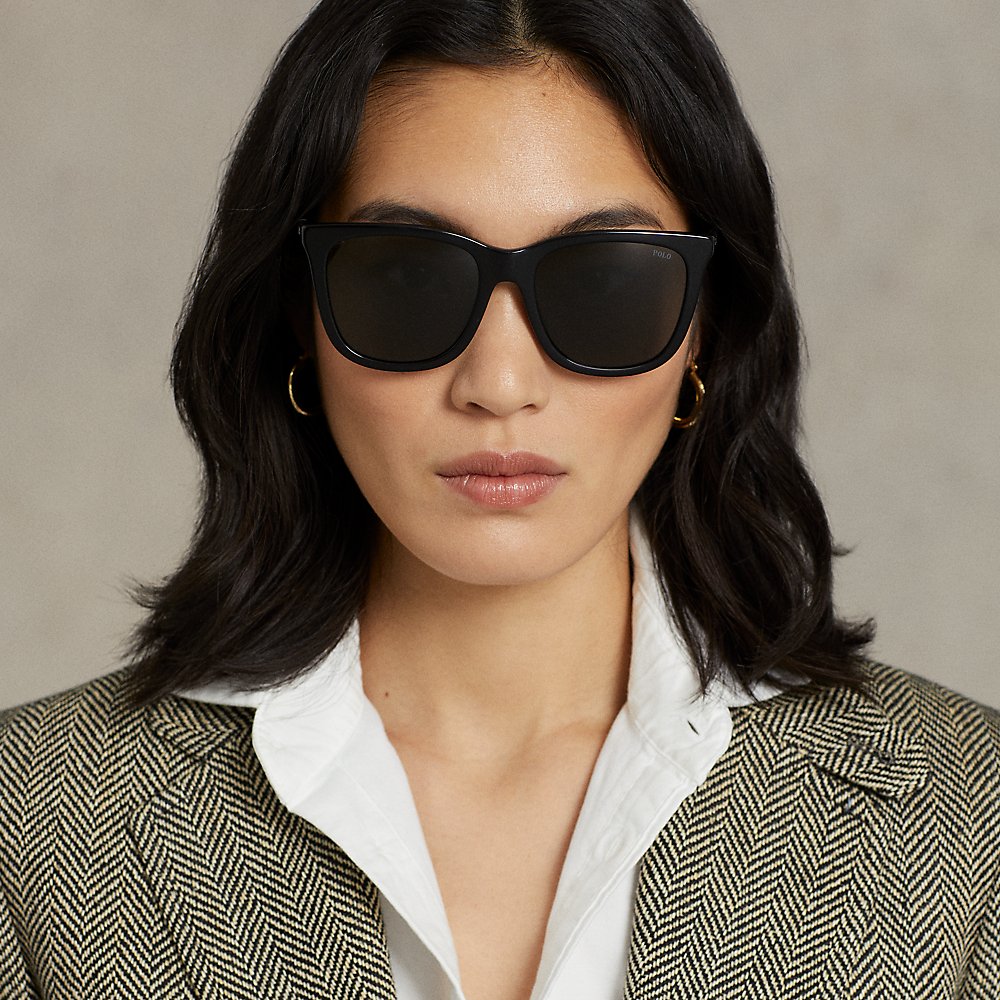 Ralph Lauren Polo Wayfarer Sunglasses In Shiny Black