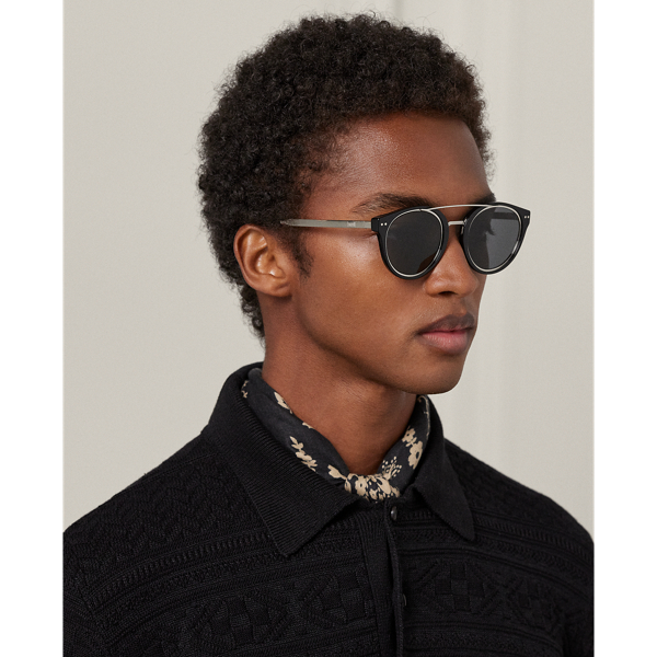Ralph Lauren Deco Round Sunglasses In Black