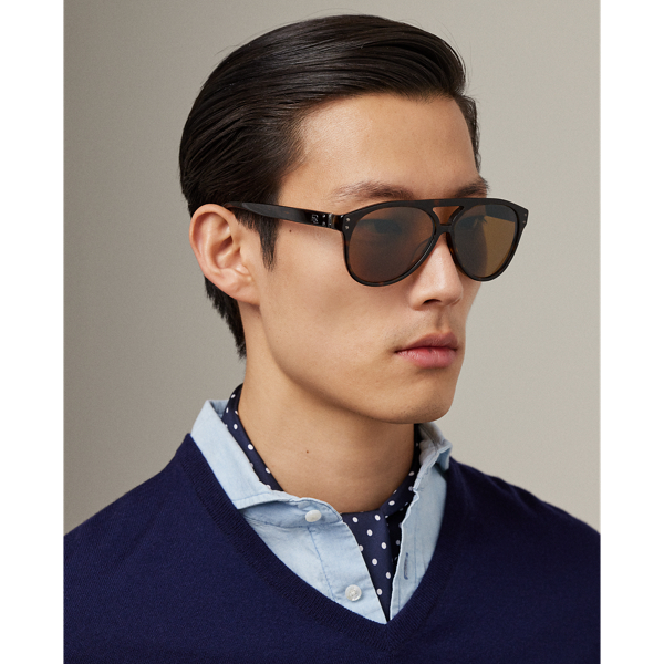 Ralph Lauren Automotive Pilot Sunglasses In Brown Havana