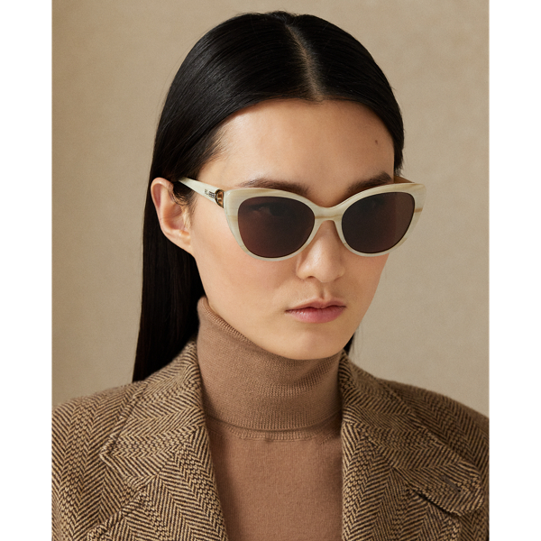 Ralph Lauren Stirrup Kelly Sunglasses In Cream Horn