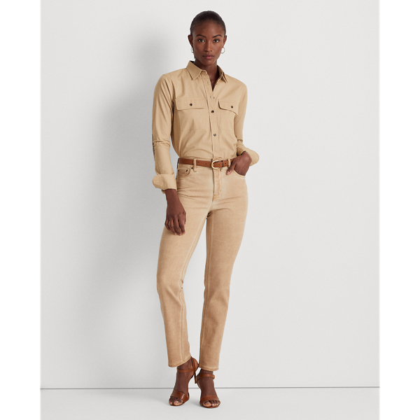 Lauren Ralph Lauren High-rise Straight Ankle Jean In Birch Tan Wash