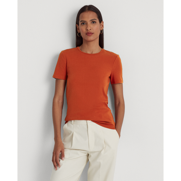 Lauren Ralph Lauren Stretch Cotton T-shirt In Red Sunstone