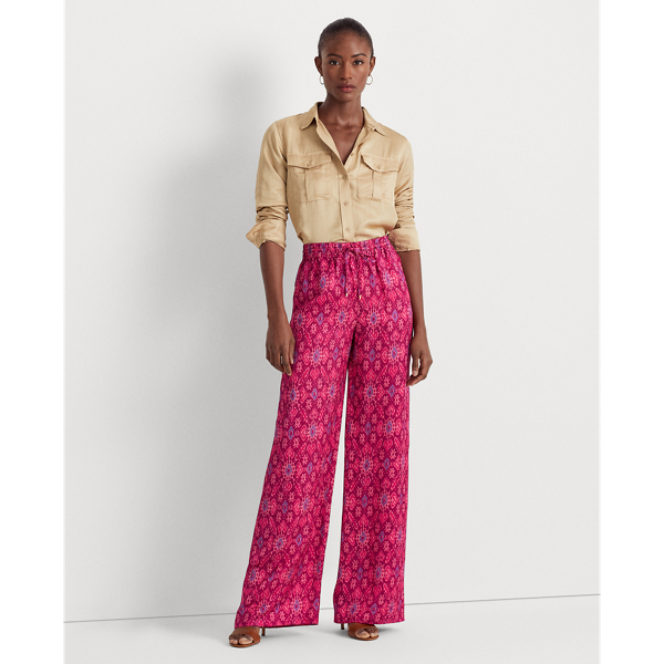 Lauren Ralph Lauren Plus Size Cropped Wide-leg Twill Pants In Pink Opal