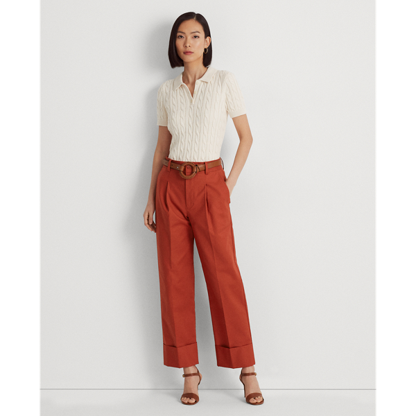 Lauren Petite Double-faced Stretch Cotton Ankle Pant In Red Sunstone