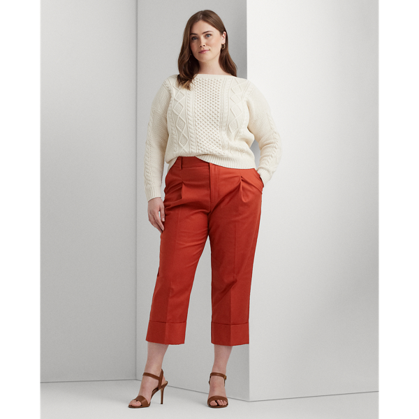 Lauren Woman Double-faced Stretch Cotton Ankle Pant In Red Sunstone
