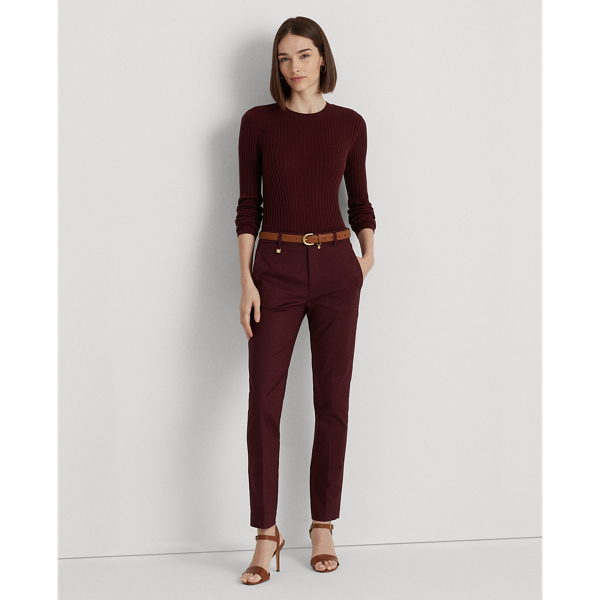 Ralph Lauren Double-faced Stretch Cotton Pant In Vintage Burgundy