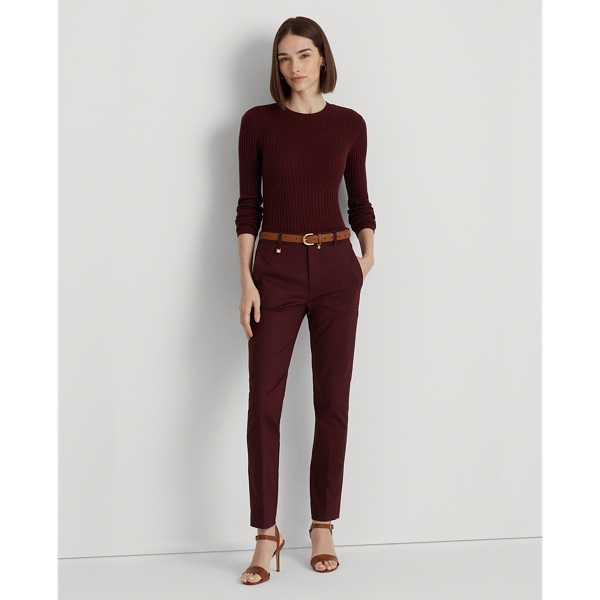 Lauren Ralph Lauren Double-faced Stretch Cotton Pant In Vintage Burgundy