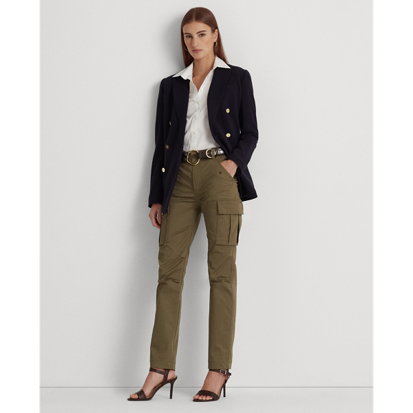 Ralph Lauren Cotton Sateen Cargo Pant In Olive Fern
