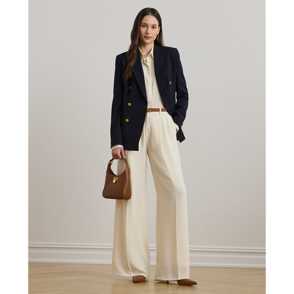 Lauren Petite Double-faced Georgette Wide-leg Pant In Mascarpone Cream