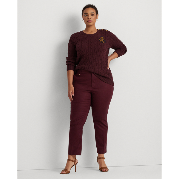 Lauren Woman Double-faced Stretch Cotton Pant In Vintage Burgundy