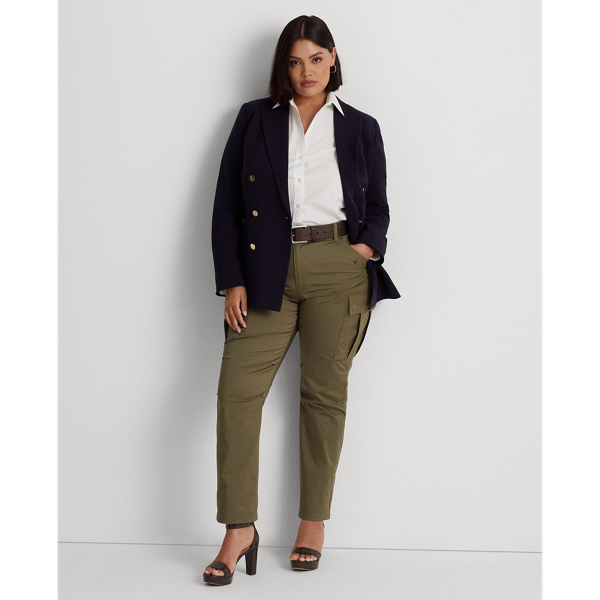 Lauren Woman Cotton Sateen Cargo Pant In Olive Fern