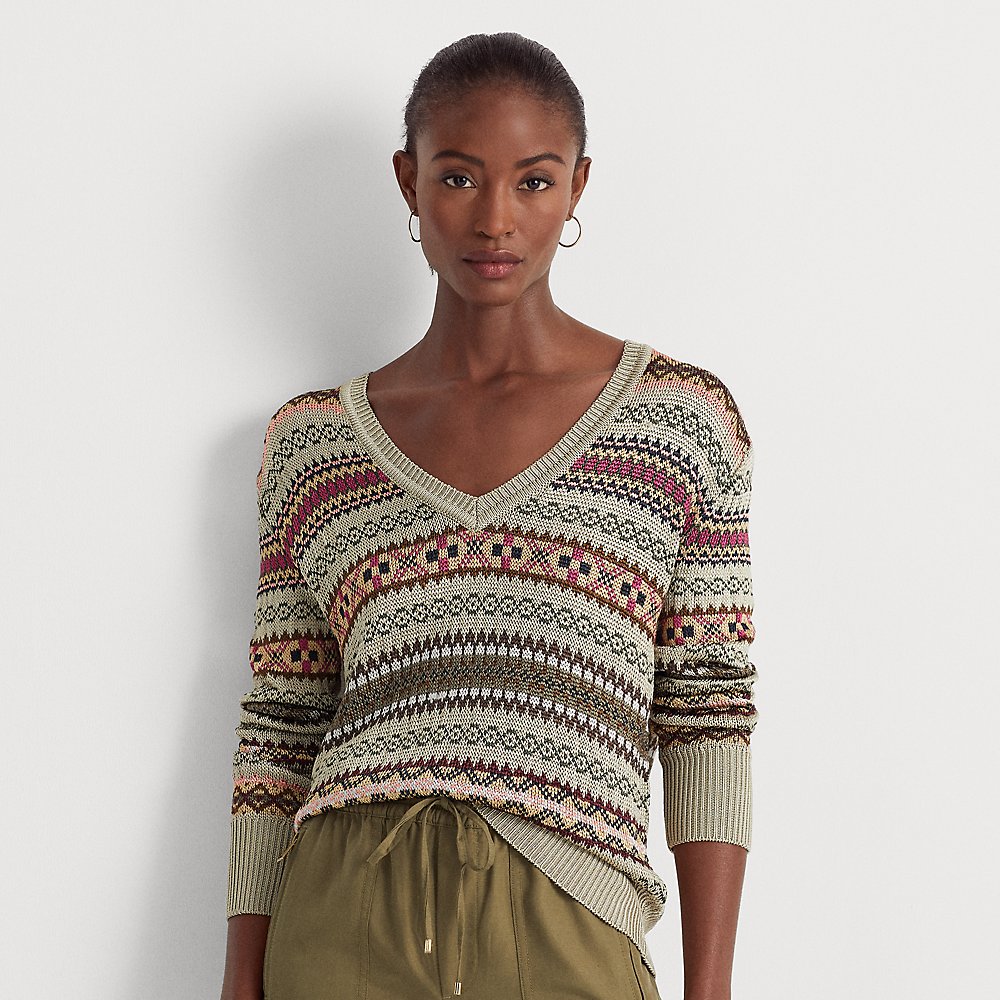 Lauren Ralph Lauren Fair Isle V-neck Sweater In Multi | ModeSens