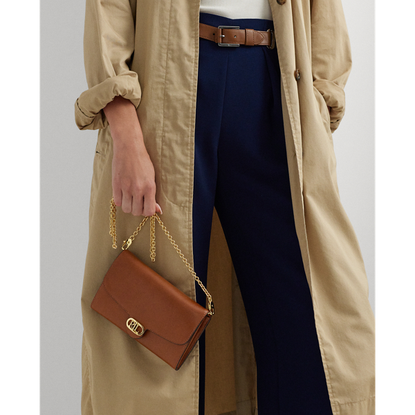 Ralph Lauren Leather Medium Adair Crossbody In Lauren Tan