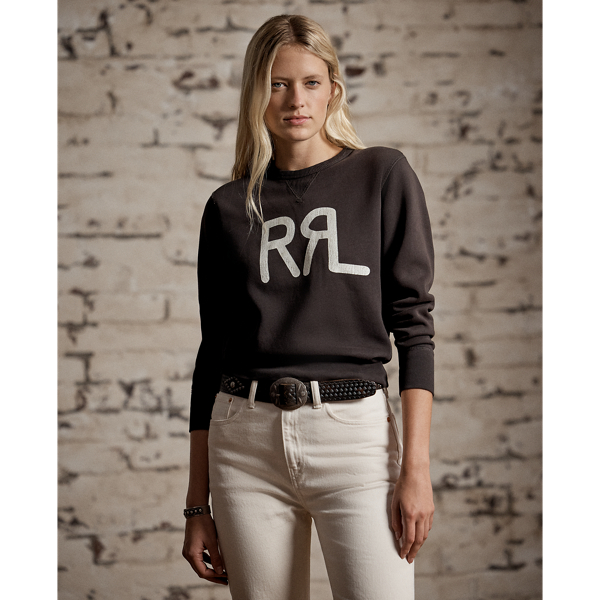 Brushed cotton-blend fleece sweatshirt. "RRL" printed on the front.