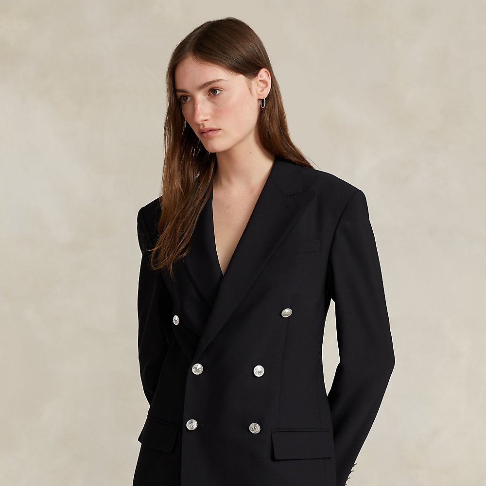 Ralph Lauren Double-breasted Wool-blend Blazer In Polo Black