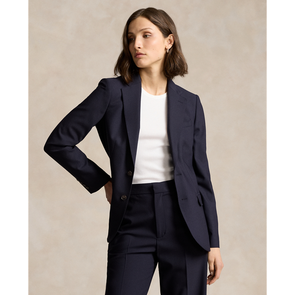 Ralph Lauren Stretch Wool Blazer In Navy