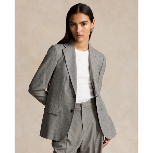 Ralph Lauren Stretch-wool Flannel Blazer In Grey Melange