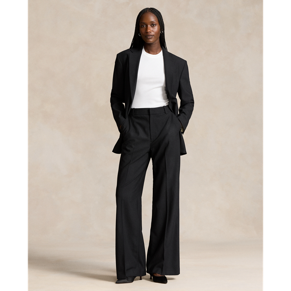 Ralph Lauren Stretch Wool Faile Wide-leg Pant In Polo Black