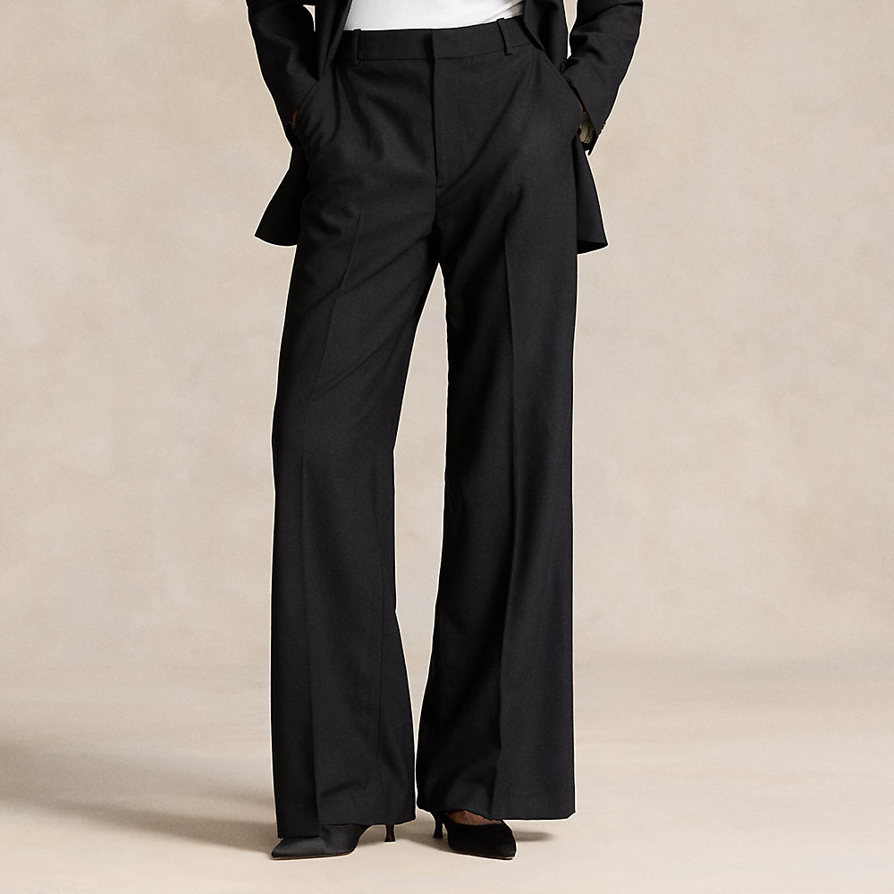 Ralph Lauren Stretch Wool Faile Wide-leg Pant In Polo Black