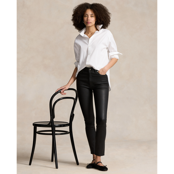 Polo Ralph Lauren Lambskin 5-pocket Skinny Pant In Polo Black