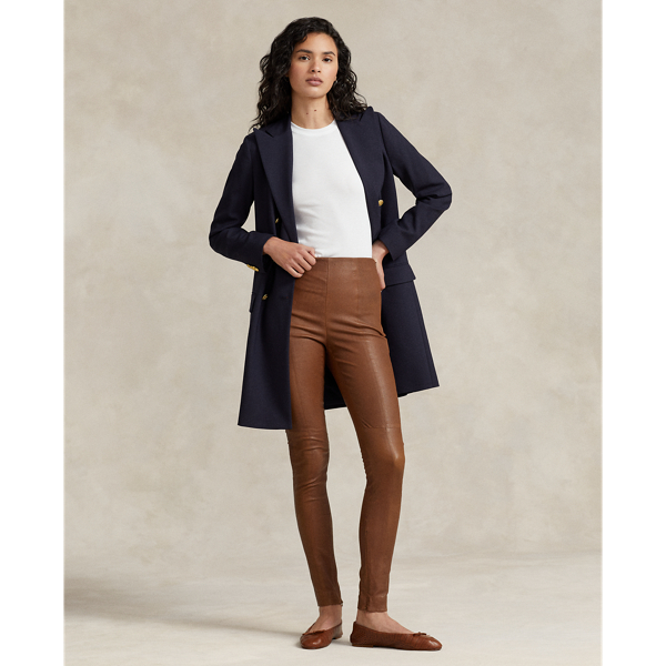 Polo Ralph Lauren The Lambskin Side-zip Skinny Legging In Luggage Brown