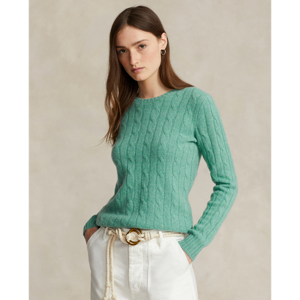 Ralph Lauren Cable-knit Cashmere Sweater In Greenscape Melange