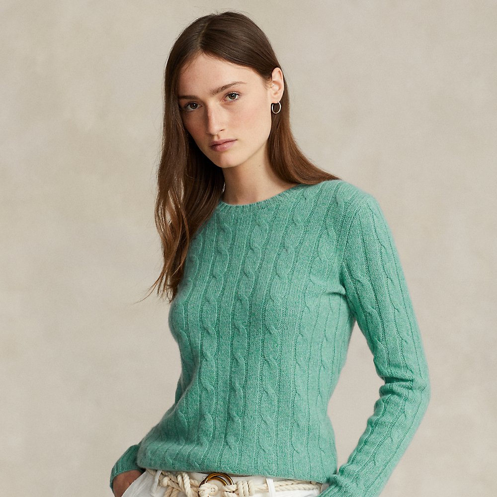 Ralph Lauren Cable-knit Cashmere Sweater In Greenscape Melange