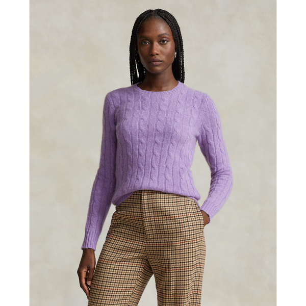 Ralph Lauren Cable-knit Cashmere Sweater In Wisteria Melange