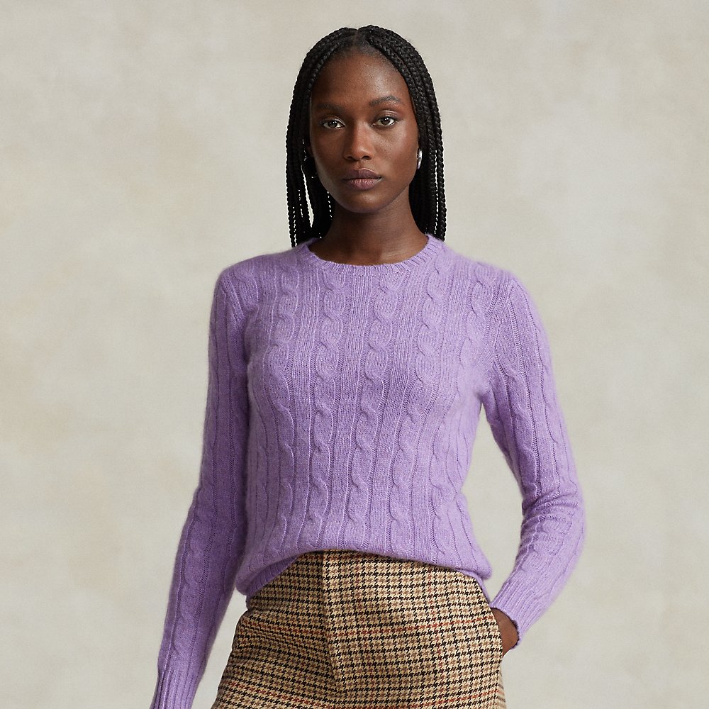 Ralph Lauren Cable-knit Cashmere Sweater In Wisteria Melange