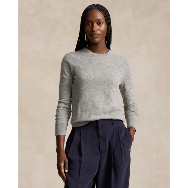 Polo Ralph Lauren Cashmere Crewneck Sweater In Battalion Grey Heather