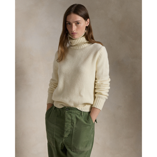 Ralph Lauren Wool Turtleneck Sweater In Authentic Cream