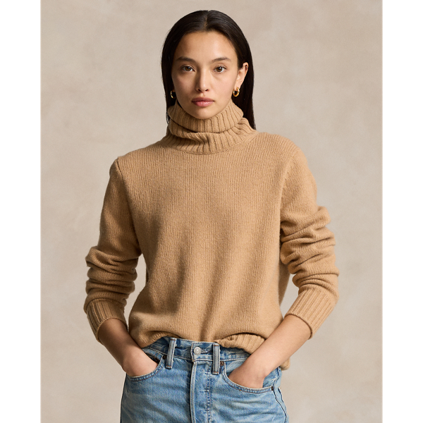 Ralph Lauren Wool Turtleneck Sweater In Collection Camel Melange