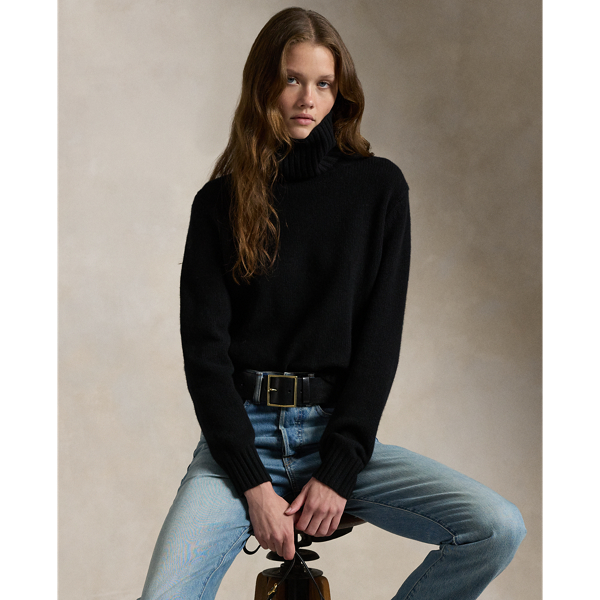 Ralph Lauren Wool Turtleneck Sweater In Polo Black