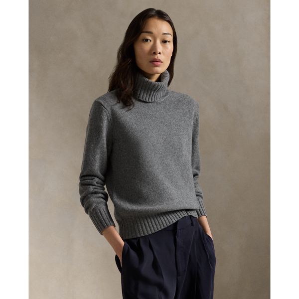 Ralph Lauren Wool Turtleneck Sweater In Battalion Grey Heather