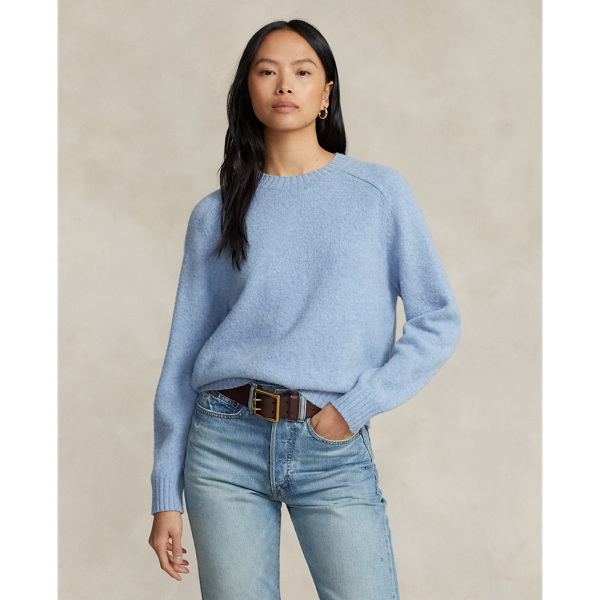 Ralph Lauren Saddle-sleeve Wool-cashmere Sweater In Ice Blue Heather