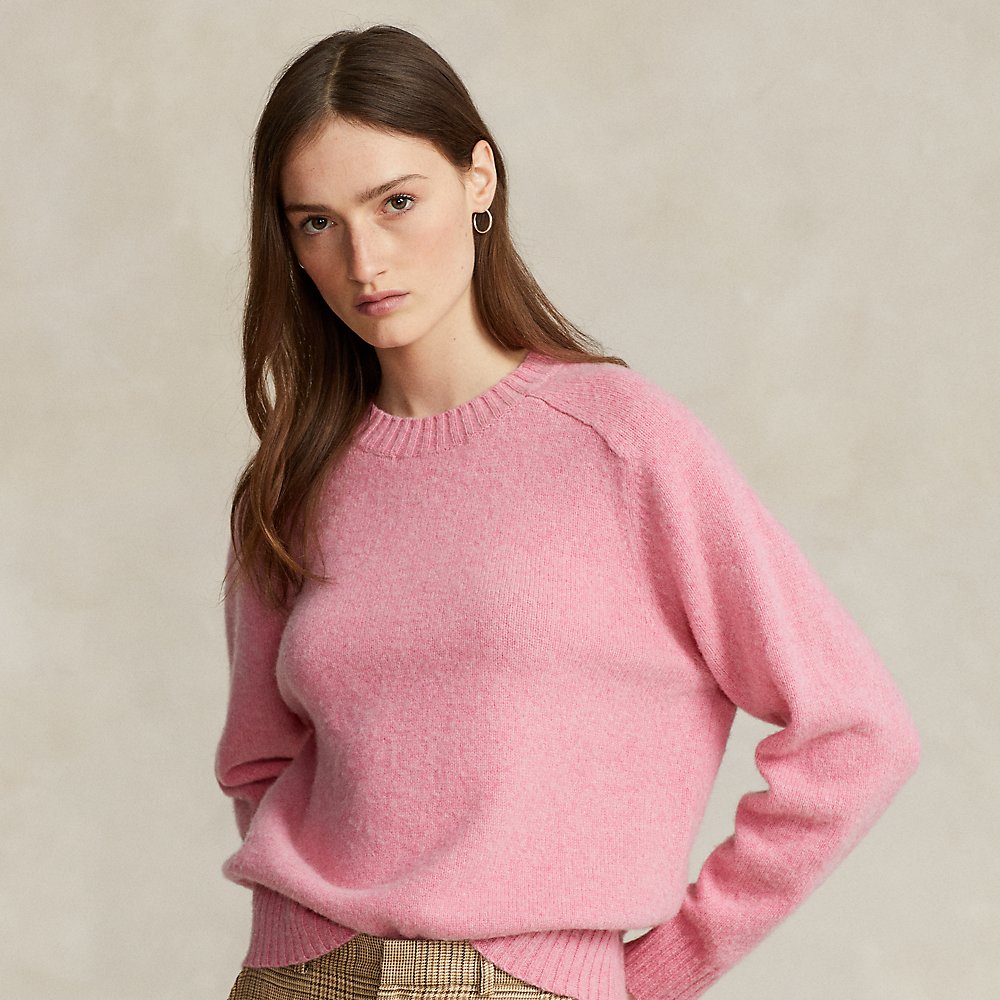 Ralph Lauren Saddle-sleeve Wool-cashmere Sweater In Pink Heather