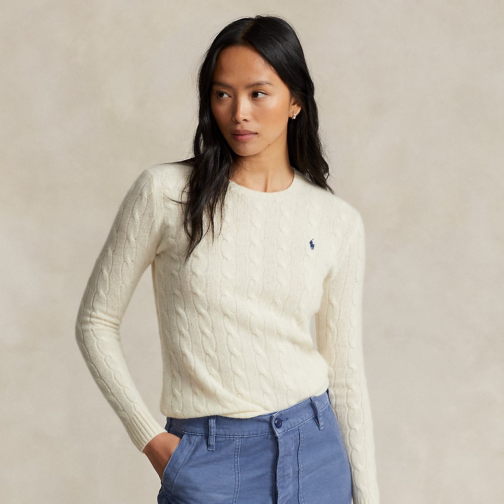 Ralph Lauren Cable-knit Wool-cashmere Sweater In Authentic Cream