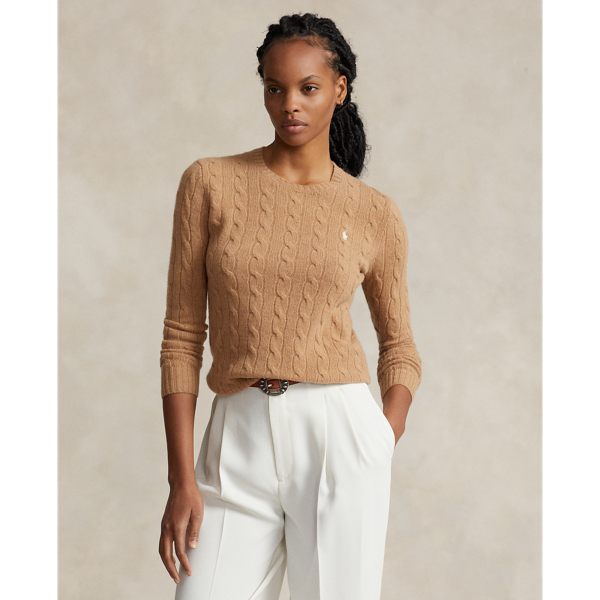 Ralph Lauren Cable-knit Wool-cashmere Sweater In Collection Camel Melange