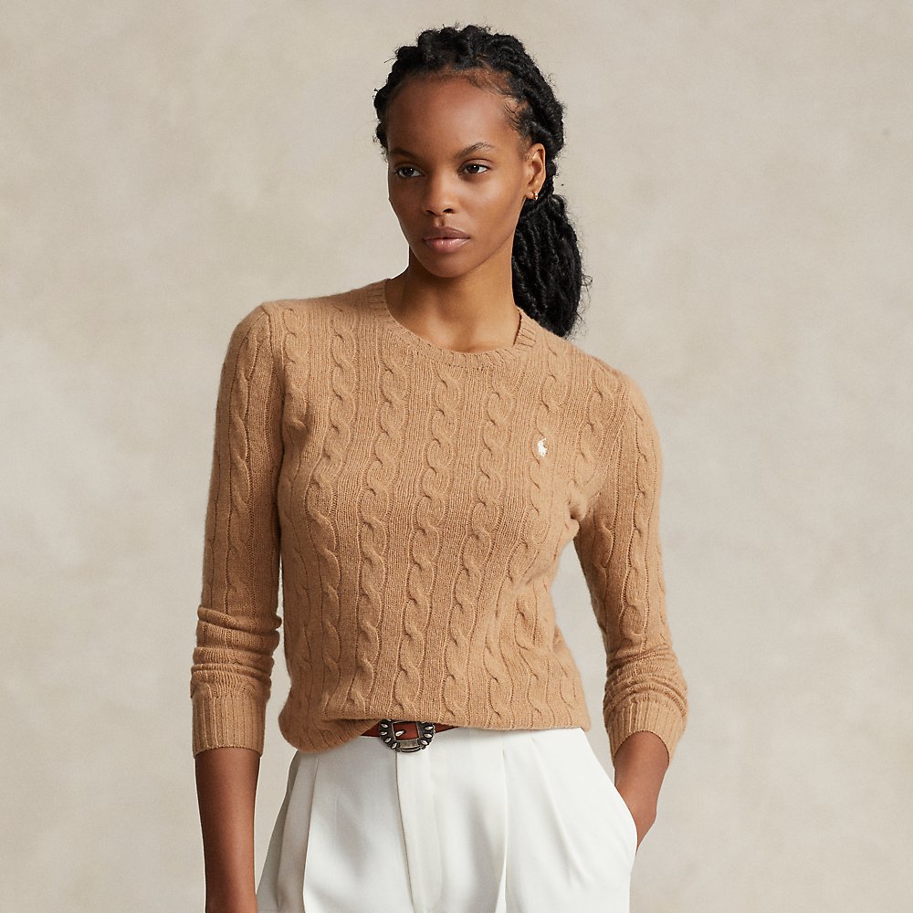 Ralph Lauren Cable-knit Wool-cashmere Sweater In Collection Camel Melange