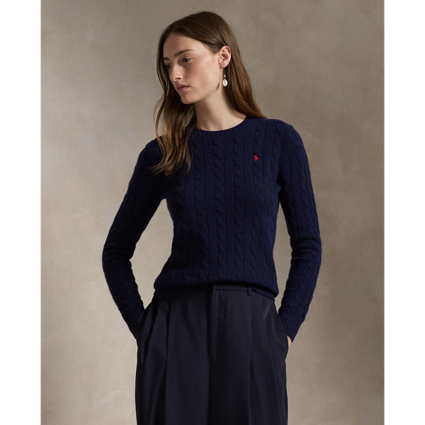 Polo Ralph Lauren Julianna Cable Knit Jumper, Hunter Navy at John