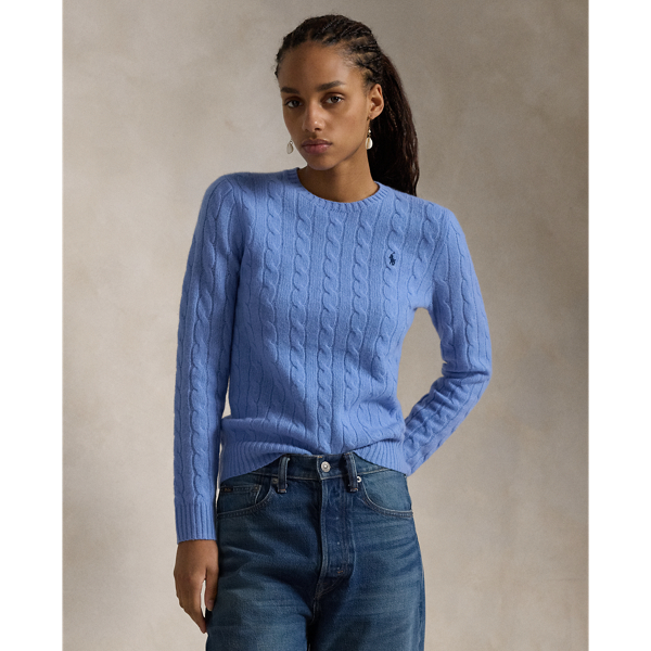 Ralph Lauren Cable-knit Wool-cashmere Sweater In New Litchfield Blue