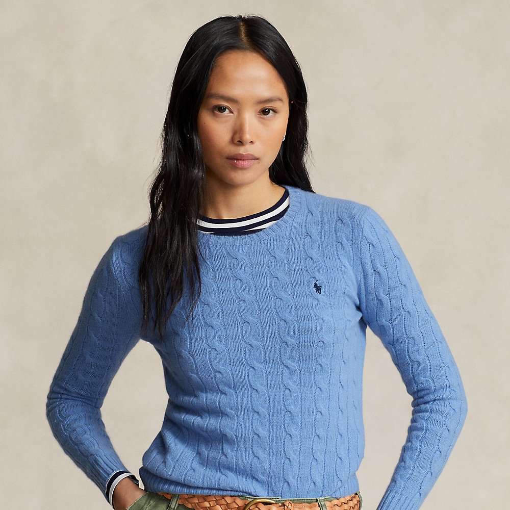 Ralph Lauren Cable-knit Wool-cashmere Sweater In New Litchfield Blue